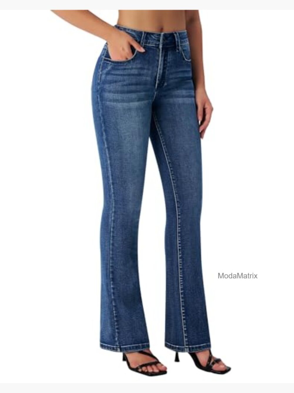 Mid Rise Stretchy Bootcut Flare Jeans Denim Pants - Picture 3 of 7